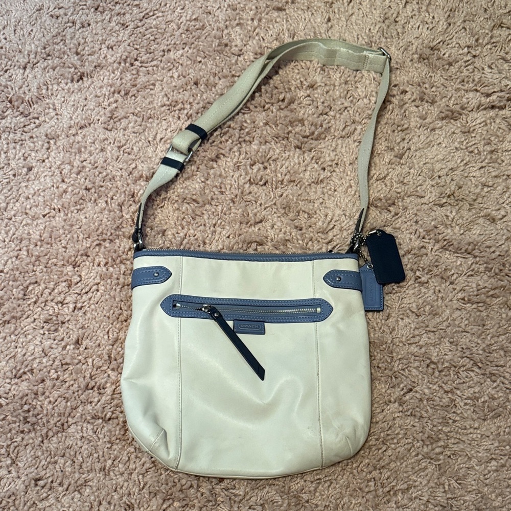 Coach Cream and Blue Accent Crossbody Bag